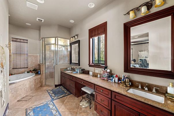 Bathroom, Dual Sink Vanities, Glass Shower, Interior, Recessed Lighting