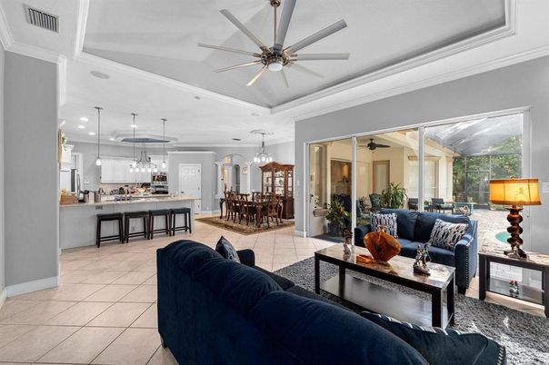 Dining room, Interior, Kitchen, Living room, Pendant Lights, Recessed Lighting, Stainless Steel Appliances