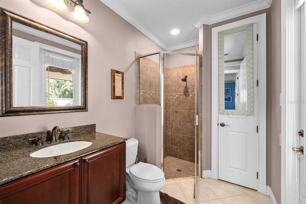 Bathroom, Glass Shower, Interior, Recessed Lighting