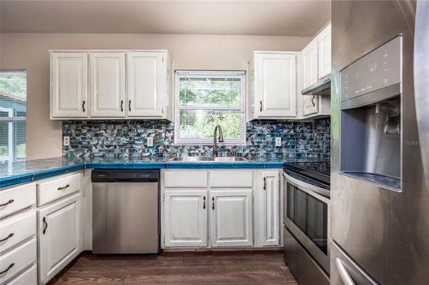 Interior, Kitchen, Stainless Steel Appliances, Wood Texture Flooring