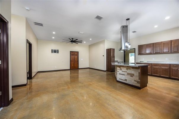 Interior, Kitchen, Pendant Lights, Recessed Lighting, Wood Texture Flooring