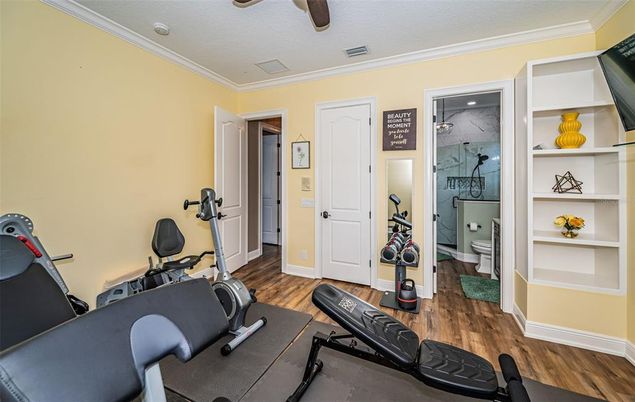 Bathroom, Fitness Equipment, Interior, Wood Texture Flooring
