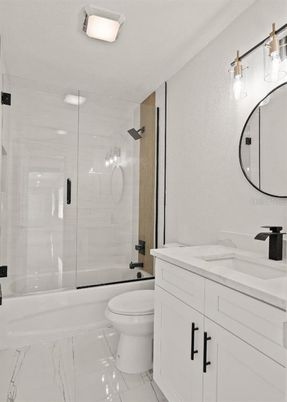 Bathroom, Dual Sink Vanities, Glass Shower, Interior, Marble