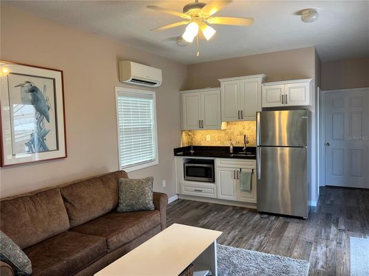 Interior, Kitchen, Living room, Stainless Steel Appliances, Wood Texture Flooring