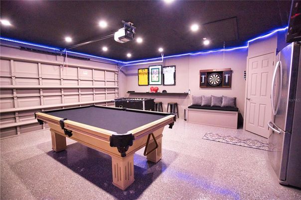 Billiard Table, Game Room, Interior, Recessed Lighting