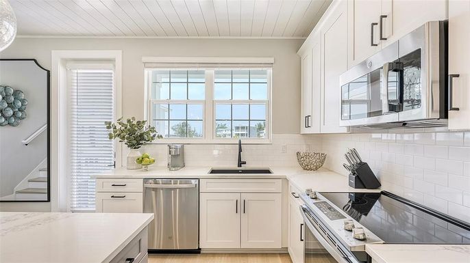 Interior, Kitchen, Stainless Steel Appliances, Wood Texture Flooring
