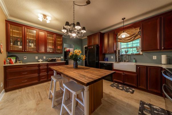 Chandelier, Interior, Kitchen, Pendant Lights, Wood Texture Flooring