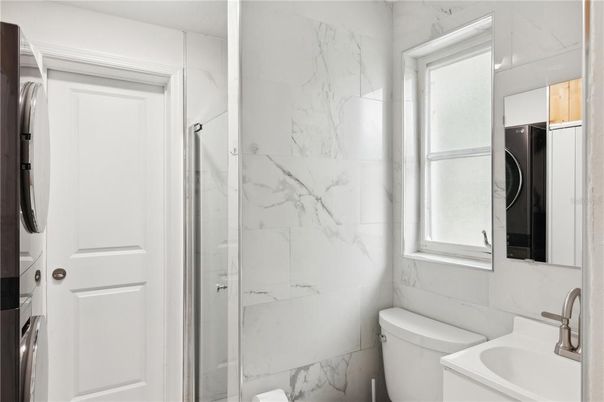 Bathroom, Glass Shower, Interior, Marble Walls