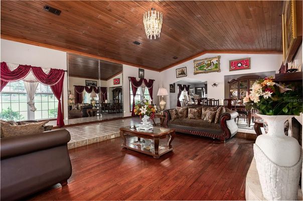 Chandelier, Fireplace, Interior, Living room, Wooden Ceilings, Wood Texture Flooring
