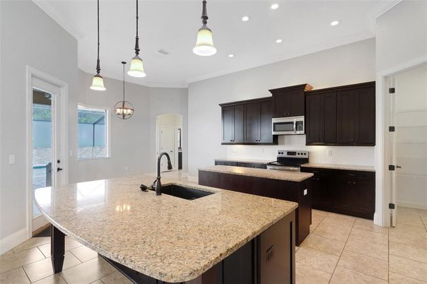 Interior, Kitchen, Pendant Lights, Recessed Lighting, Stainless Steel Appliances