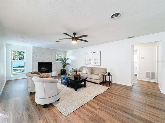 Fireplace, Interior, Living room, Marble Walls, Wood Texture Flooring