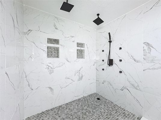 Bathroom, Glass Shower, Interior, Marble Walls