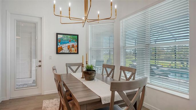Chandelier, Dining room, Interior, Wood Texture Flooring