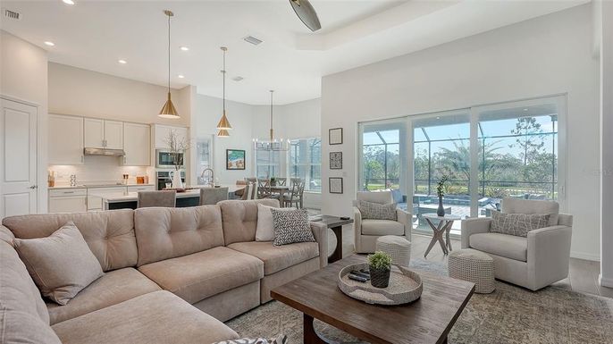 Dining room, Interior, Kitchen, Living room, Pendant Lights, Recessed Lighting
