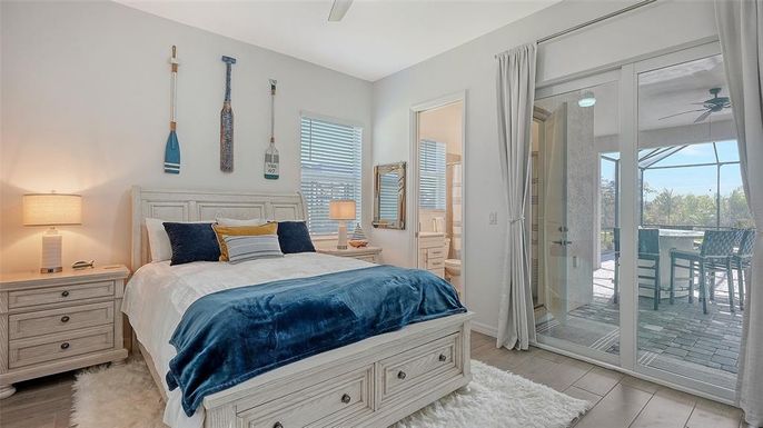 Bathroom, Bedroom, Glass Shower, Interior, Wood Texture Flooring