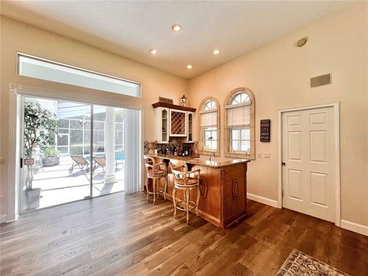 Interior, Kitchen, Recessed Lighting, Wood Texture Flooring