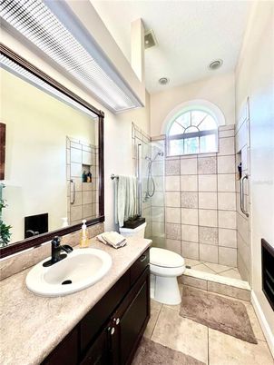 Bathroom, Glass Shower, Interior, Recessed Lighting
