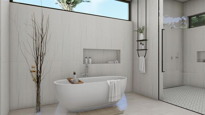 Bathroom, Free Standing Baths, Glass Shower, Interior