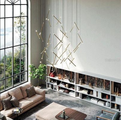 Fireplace, Interior, Living room, Pendant Lights