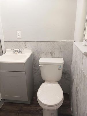 Bathroom, Interior, Marble Walls, Wood Texture Flooring