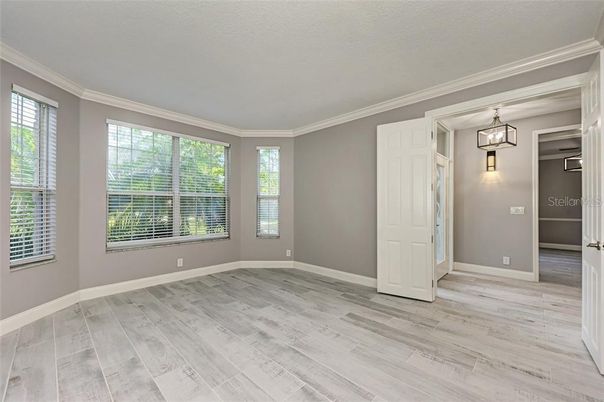 Empty room, Interior, Pendant Lights, Wood Texture Flooring