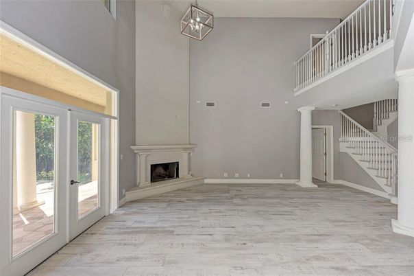 Fireplace, Interior, Wood Texture Flooring