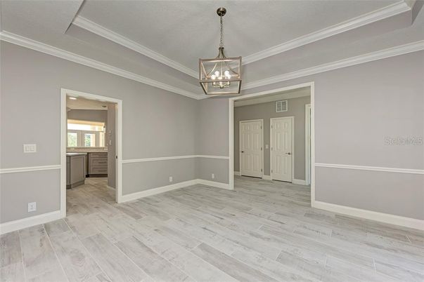 Empty room, Interior, Pendant Lights, Wood Texture Flooring