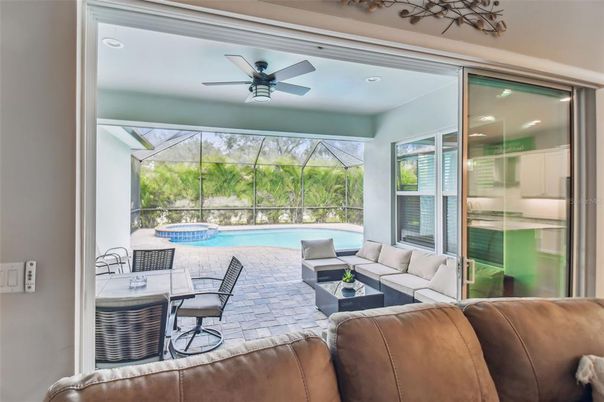 Interior, Living room, Pool, Recessed Lighting, Sun Room
