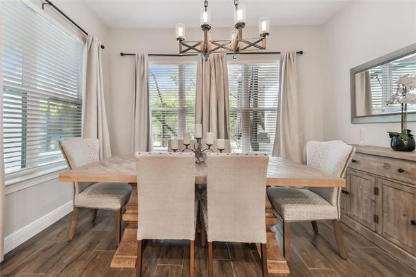Chandelier, Dining room, Interior, Wood Texture Flooring
