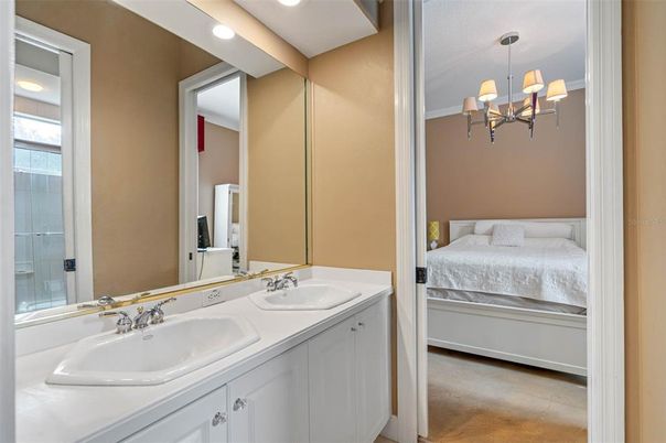 Bathroom, Bedroom, Chandelier, Dual Sink Vanities, Interior, Recessed Lighting