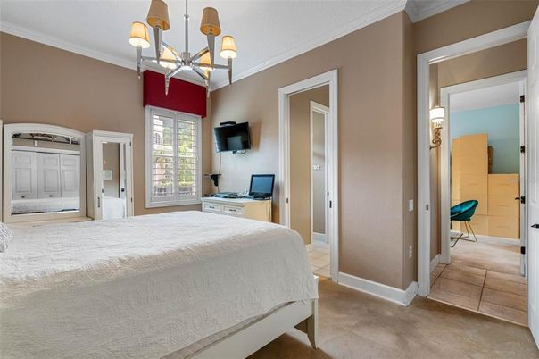 Bedroom, Chandelier, Interior