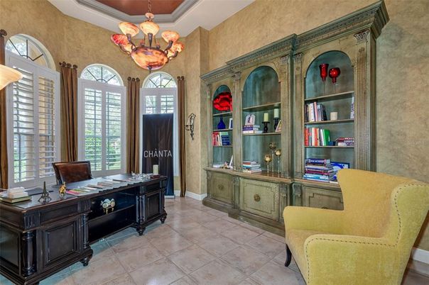 Chandelier, Home Office, Interior, Recessed Lighting