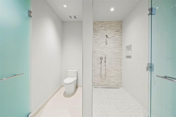 Bathroom, Glass Shower, Interior, Recessed Lighting