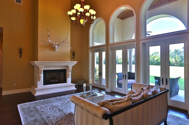 Chandelier, Fireplace, Interior, Living room, Wood Texture Flooring