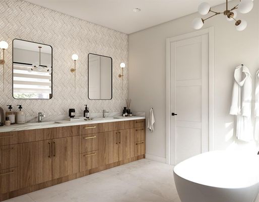 Bathroom, Dual Sink Vanities, Free Standing Baths, Interior, Recessed Lighting