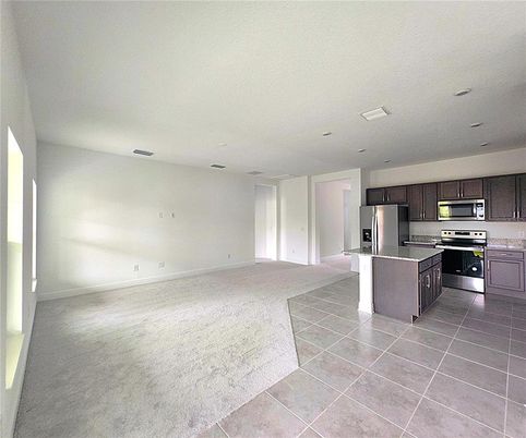 Empty room, Interior, Kitchen, Recessed Lighting, Stainless Steel Appliances