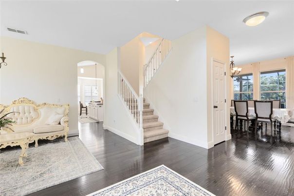 Chandelier, Dining room, Interior, Wood Texture Flooring