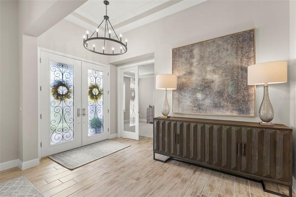 Chandelier, Interior, Pendant Lights, Wood Texture Flooring