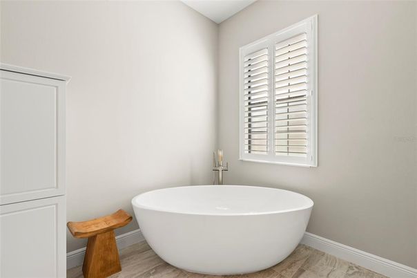 Bathroom, Free Standing Baths, Interior, Wood Texture Flooring