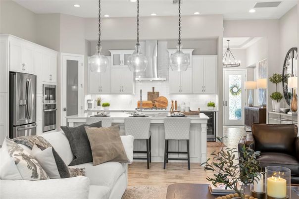 Interior, Kitchen, Living room, Pendant Lights, Recessed Lighting, Stainless Steel Appliances, Wood Texture Flooring