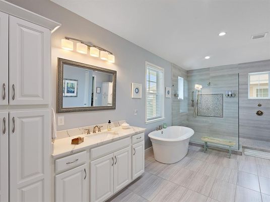 Bathroom, Dual Sink Vanities, Free Standing Baths, Glass Shower, Interior, Recessed Lighting