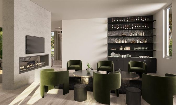 Dining room, Fireplace, Interior, Wood Texture Flooring