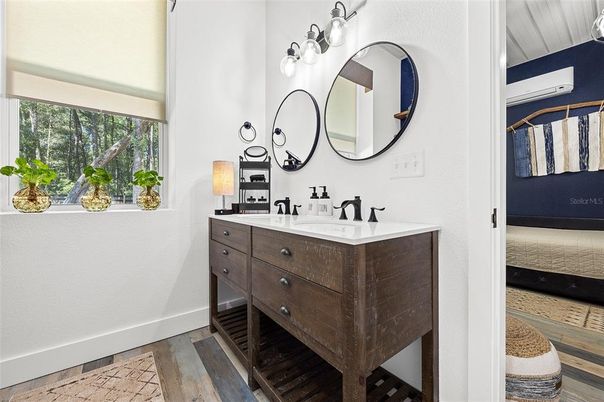 Bathroom, Dual Sink Vanities, Interior, Wood Texture Flooring