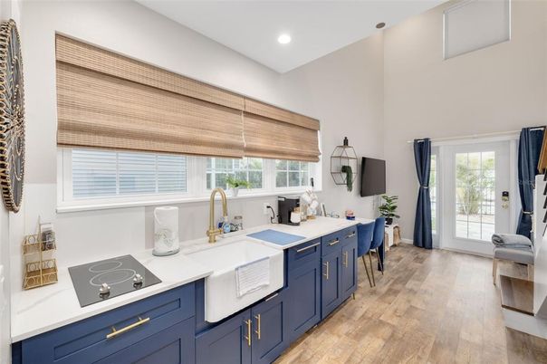 Interior, Kitchen, Recessed Lighting, Wood Texture Flooring