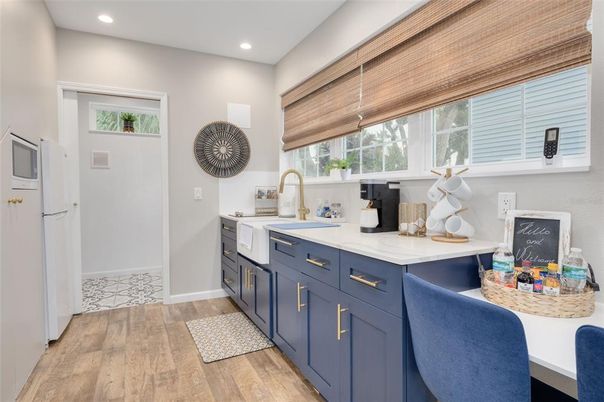 Interior, Kitchen, Recessed Lighting, Wood Texture Flooring