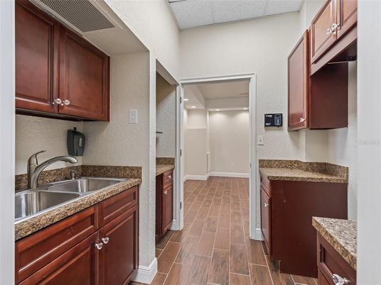 Interior, Kitchen, Recessed Lighting, Wood Texture Flooring