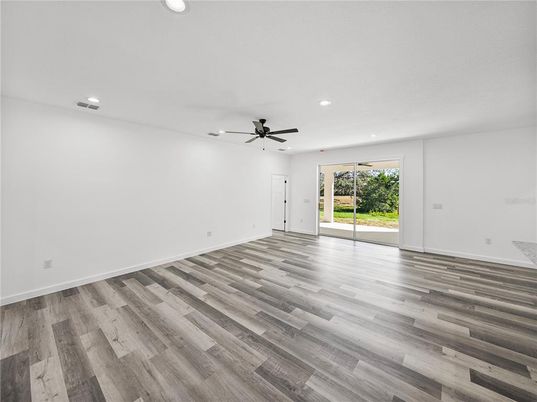 Empty room, Interior, Recessed Lighting, Wood Texture Flooring