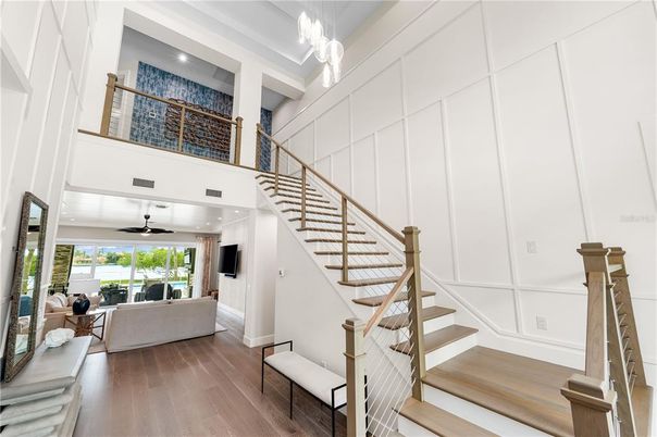Interior, Living room, Pendant Lights, Recessed Lighting, Wood Texture Flooring