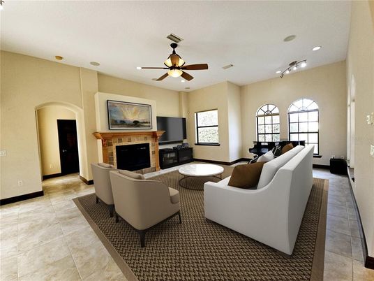Fireplace, Interior, Living room, Recessed Lighting