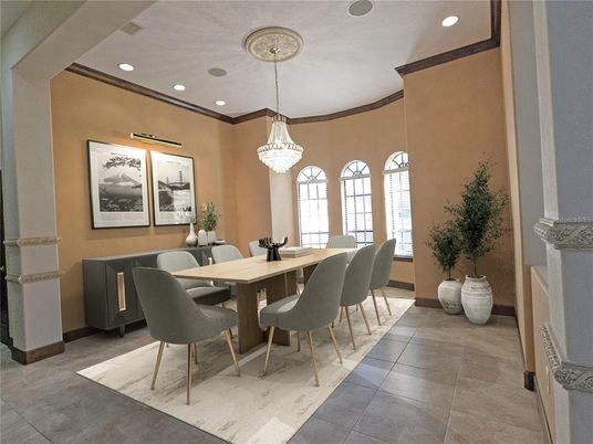 Chandelier, Dining room, Interior, Recessed Lighting